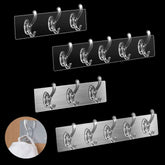 Transparent 5 Hooks Hanger Self Adhesive Clothes Hanger